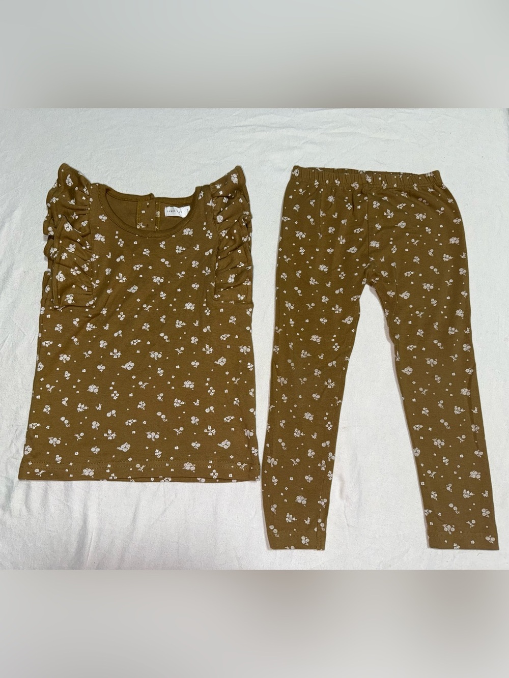 Jamie Kay Brown Floral Ruffle Sleeve Pajama Set